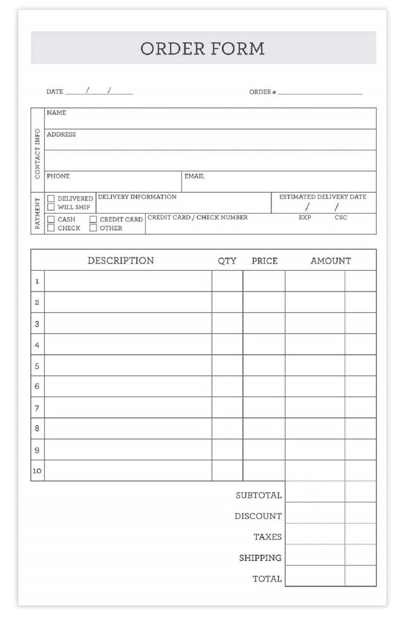 SBlabels Simply Classic 2-Part Carbonless Order Form Pad / 50 Sets / 5.5" x 8.5" Carbon Copy Purchase Sales Receipt Book - Image 1